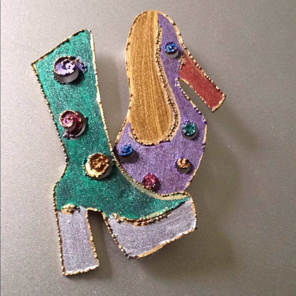 Cool copper enamel boot pin